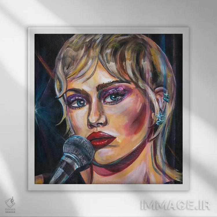 تابلو مایلی سایرس اثر فارست استوارت - نمای قابدار سفید