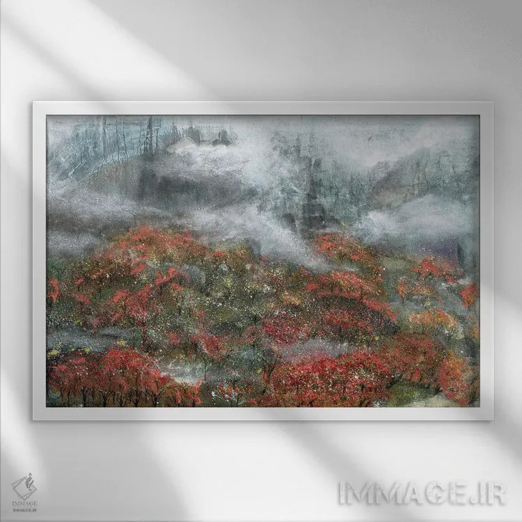 تابلو لبهٔ مهآلود اثر مینگ فرانز - نمای قابدار سفید