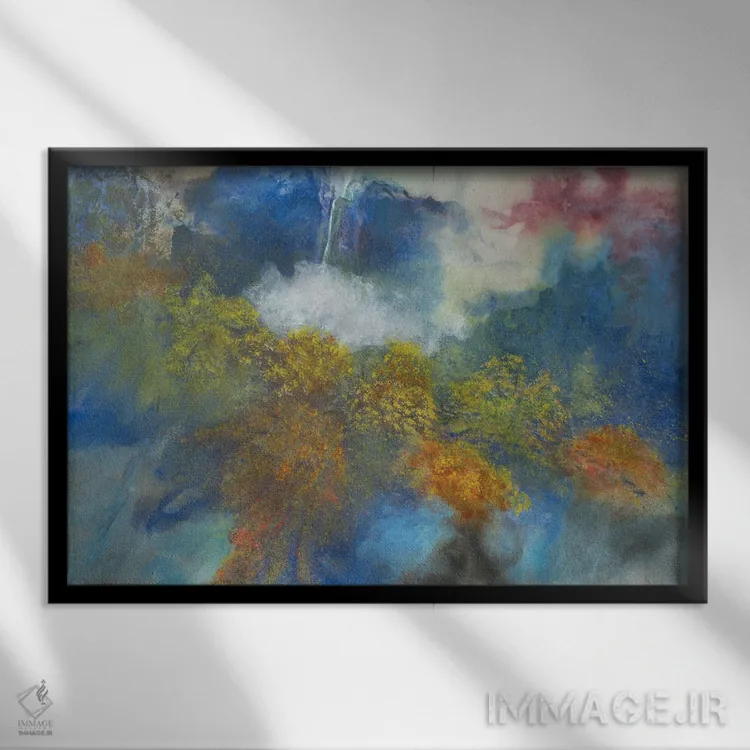 تابلو کوه آبی باشکوه اثر مینگ فرانز - نمای قابدار مشکی