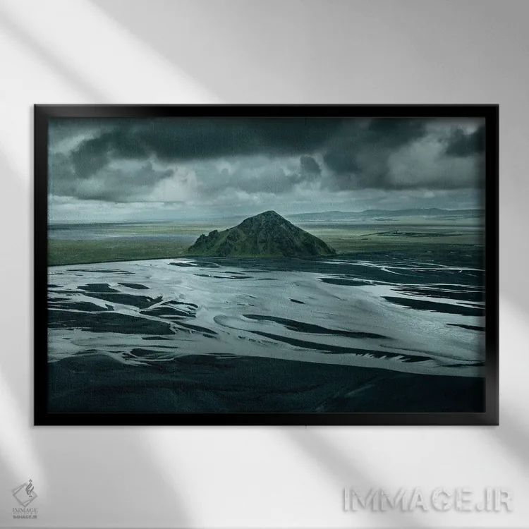 تابلو بافتها در ایسلند اثر استفن فوسبک - نمای قابدار مشکی