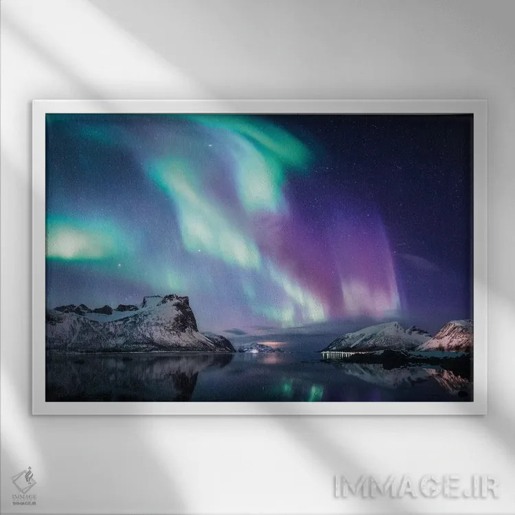 تابلو شفق قطبی در برگسبوتن، سنیا اثر استفن فوسبک - نمای قابدار سفید