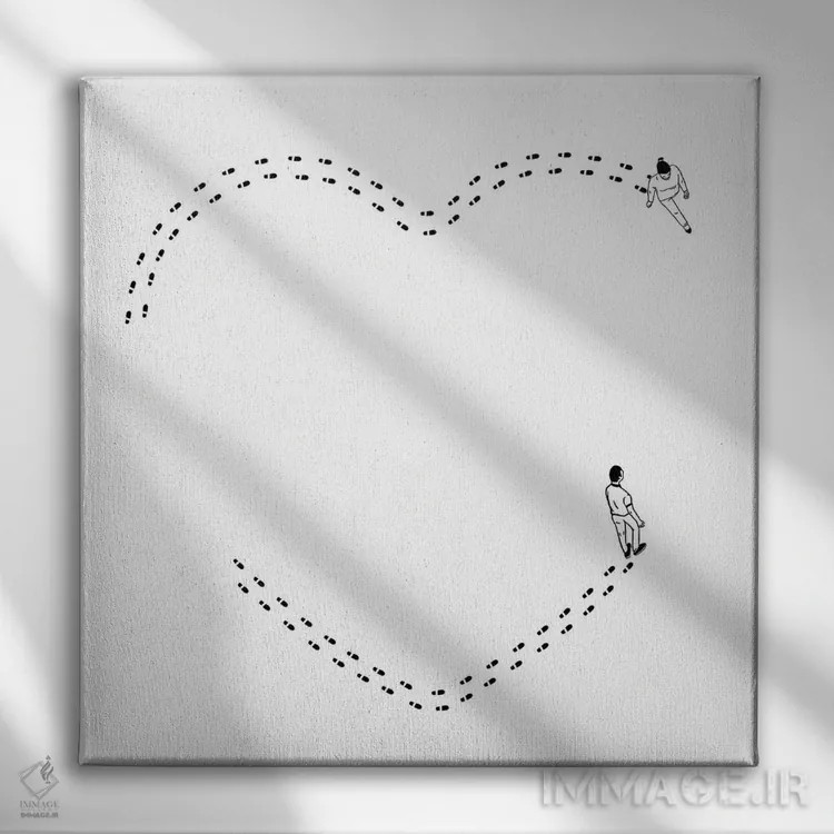 تابلو عشق دنبالهای از گامهای عادی است اثر فیلیپو اسپینلی - نمای روبهرو روی دیوار