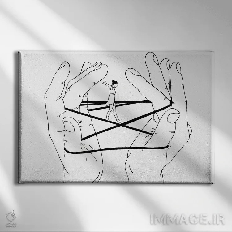 تابلو عشق یک بازی در توازن مخاطرهآمیز است اثر فیلیپو اسپینلی - نمای روبهرو روی دیوار