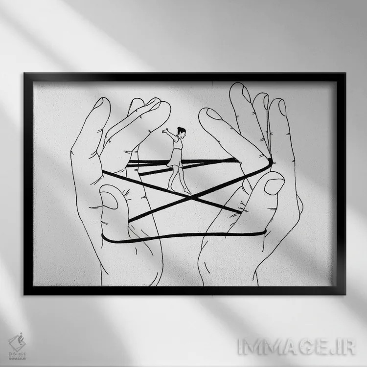 تابلو عشق یک بازی در توازن مخاطرهآمیز است اثر فیلیپو اسپینلی - نمای قابدار مشکی