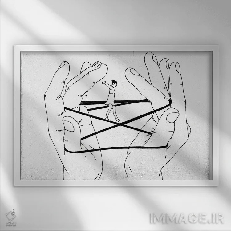 تابلو عشق یک بازی در توازن مخاطرهآمیز است اثر فیلیپو اسپینلی - نمای قابدار سفید