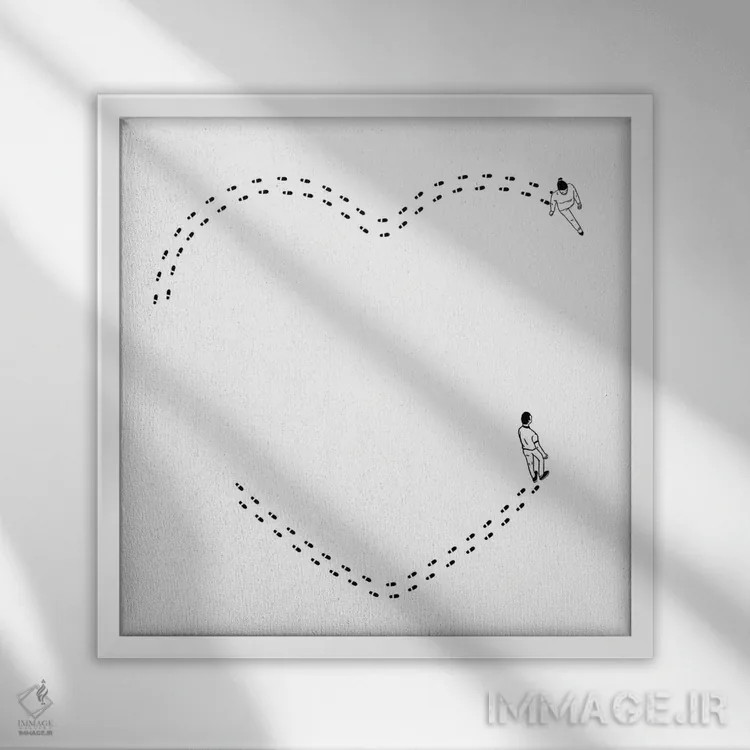 تابلو عشق دنبالهای از گامهای عادی است اثر فیلیپو اسپینلی - نمای قابدار سفید