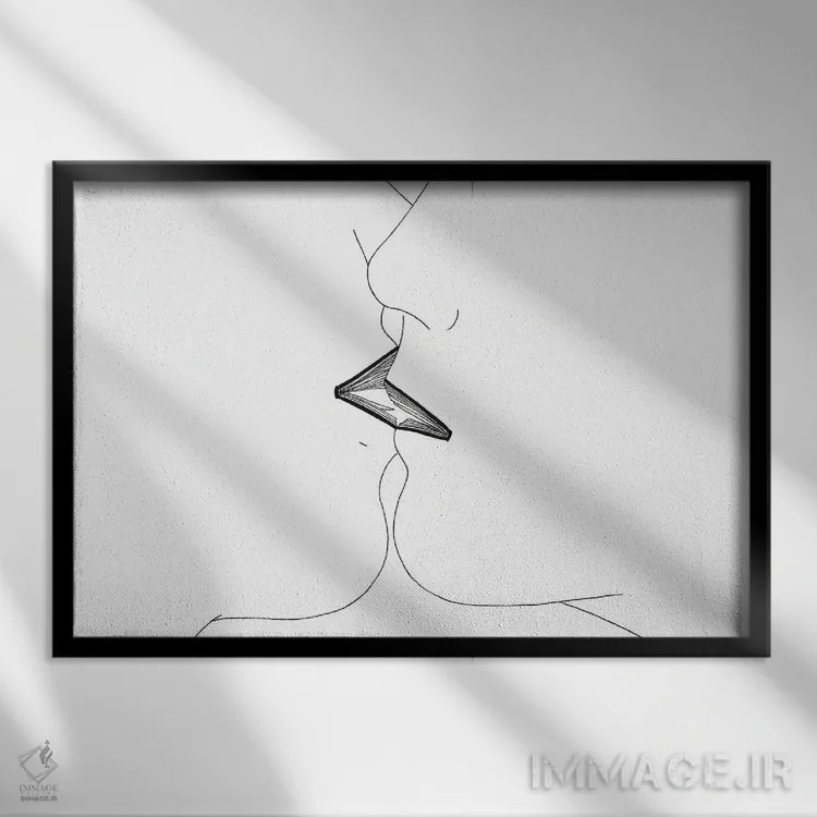 تابلو بوسه کتابی بیکلام است اثر فیلیپو اسپینلی - نمای قابدار مشکی