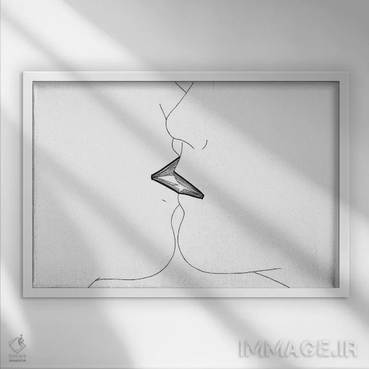 تابلو بوسه کتابی بیکلام است اثر فیلیپو اسپینلی - نمای قابدار سفید