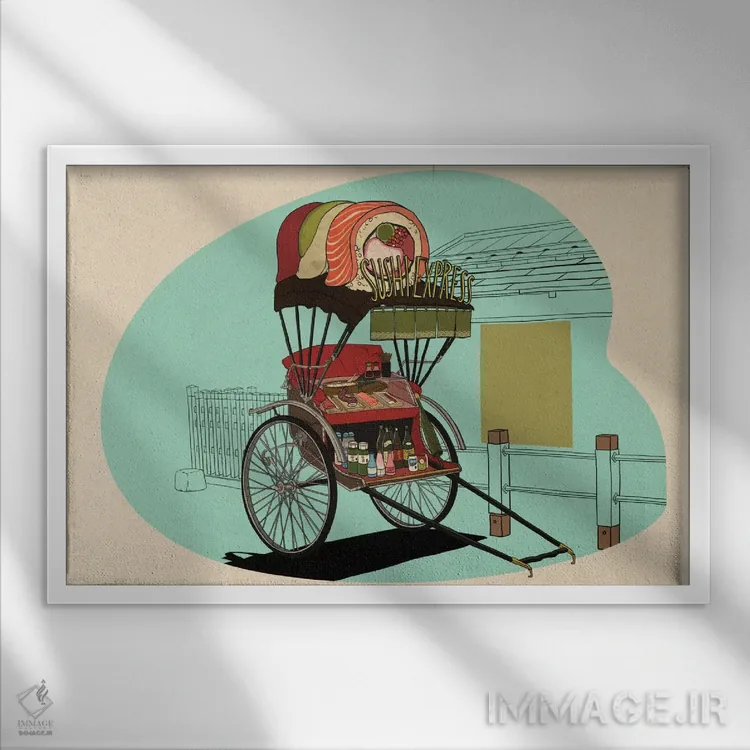 تابلو اکسپرس سوشی (سوشی سریع) اثر فایو بای فایو کالکتیو - نمای قابدار سفید