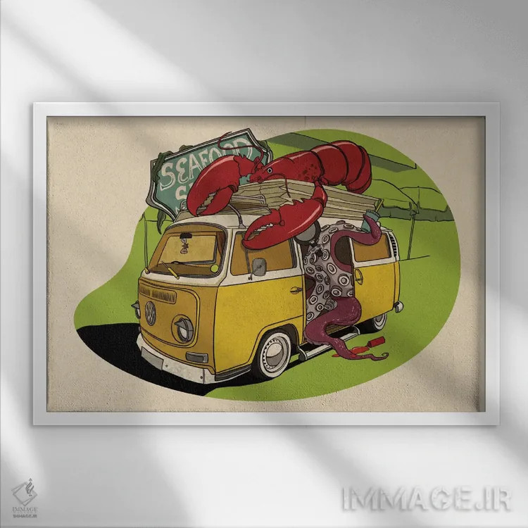 تابلو نمو را خوردن (اشاره به کارتون نمو) اثر فایو بای فایو کالکتیو - نمای قابدار سفید