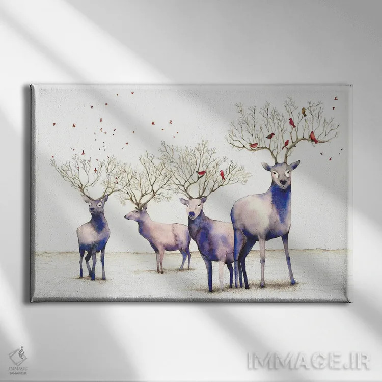 تابلو گوزن جادویی اثر فلاویا کودمی - نمای روبهرو روی دیوار