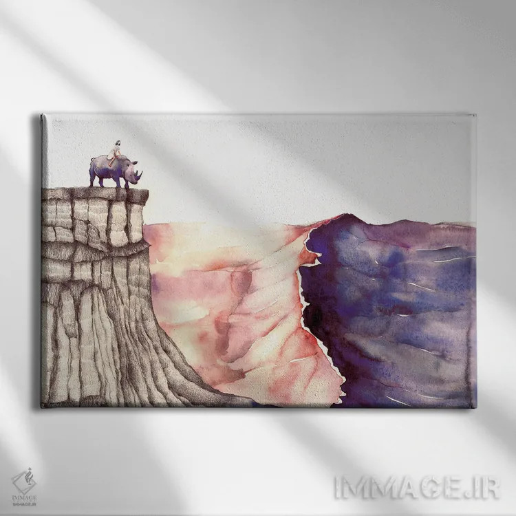 تابلو کرگدن I اثر فلاویا کودمی - نمای روبهرو روی دیوار