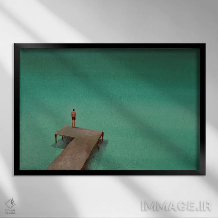 تابلو منظرهٔ دریا اثر فلاویا کودمی - نمای قابدار مشکی