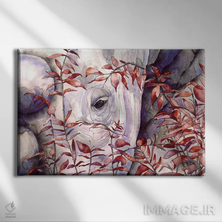 تابلو کرگدن II اثر فلاویا کودمی - نمای روبهرو روی دیوار