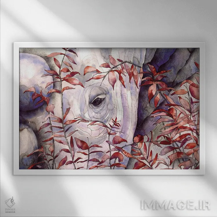 تابلو کرگدن II اثر فلاویا کودمی - نمای قابدار سفید