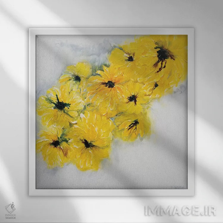 تابلو خوشی طلایی اثر فرانسواز واتره - نمای قابدار سفید