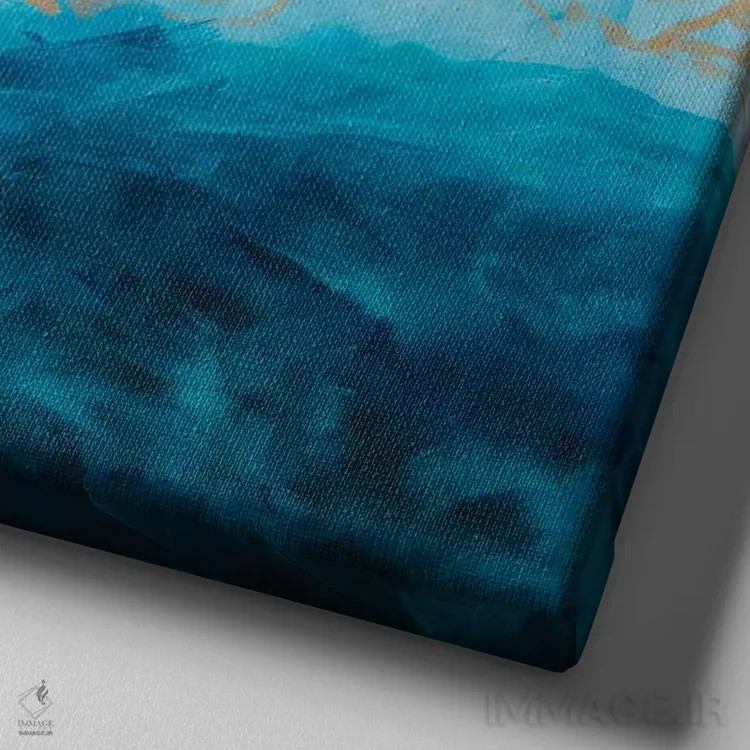 تابلو دریای آبی، نور طلایی خورشید I اثر فرانسواز واتره - نمای نزدیک بافت بوم