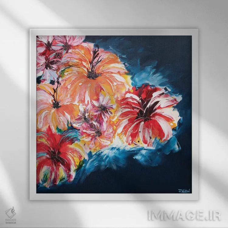 تابلو برای تو گل آوردهام اثر فرانسواز واتره - نمای قابدار سفید