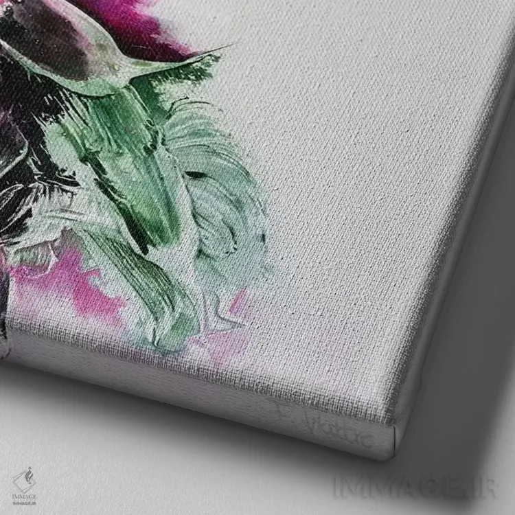 تابلو بهار سرشار اثر فرانسواز واتره - نمای نزدیک بافت بوم