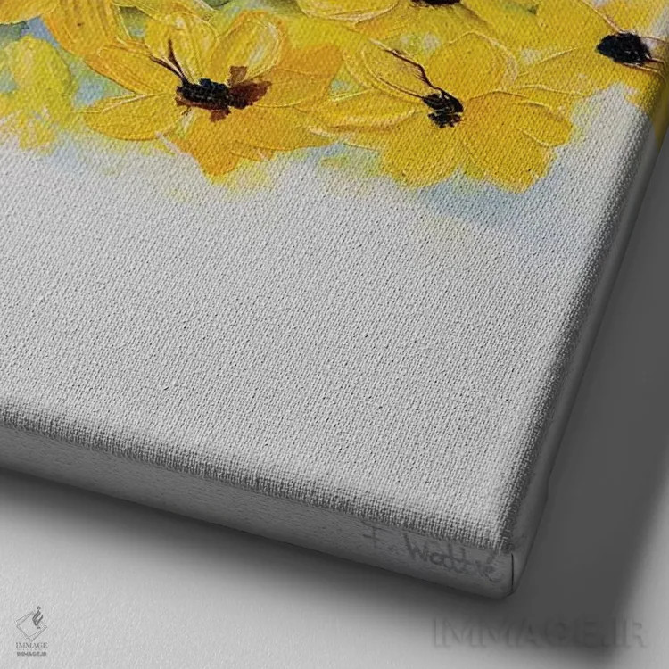 تابلو باغ آفتاب اثر فرانسواز واتره - نمای نزدیک بافت بوم