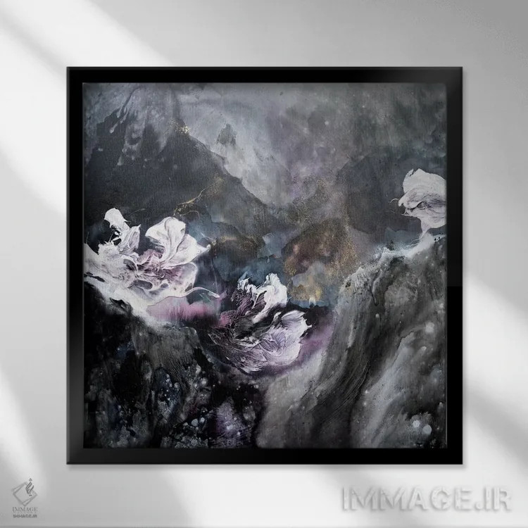 تابلو نبرد عناصر (چهار عنصر طبیعت) اثر فرانسواز واتره - نمای قابدار مشکی