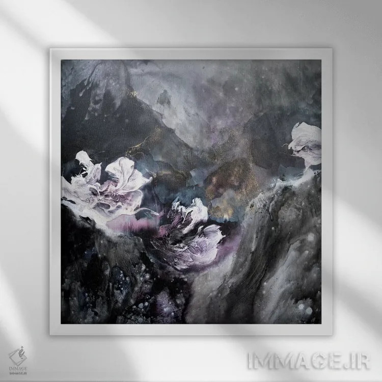 تابلو نبرد عناصر (چهار عنصر طبیعت) اثر فرانسواز واتره - نمای قابدار سفید