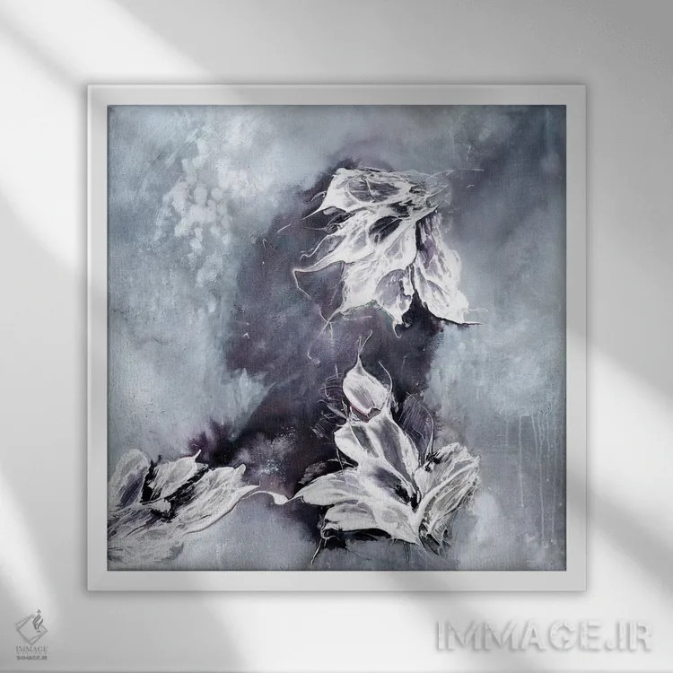 تابلو ابرهای پنبهای در روزی بادخیز اثر فرانسواز واتره - نمای قابدار سفید