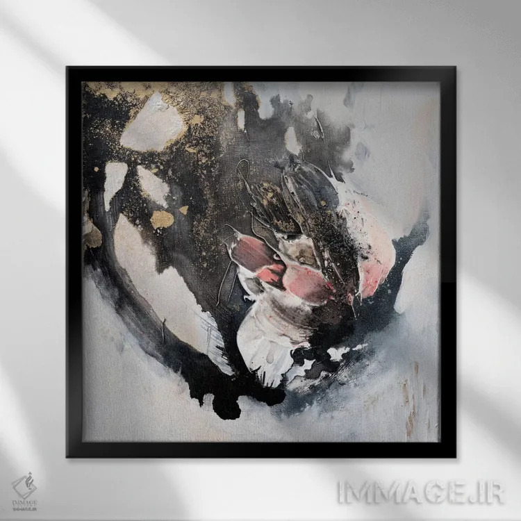 تابلو رز کوچک اثر فرانسواز واتره - نمای قابدار مشکی