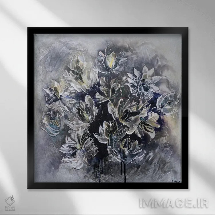 تابلو هاله طلایی و آبی گرگومیش اثر فرانسواز واتره - نمای قابدار مشکی