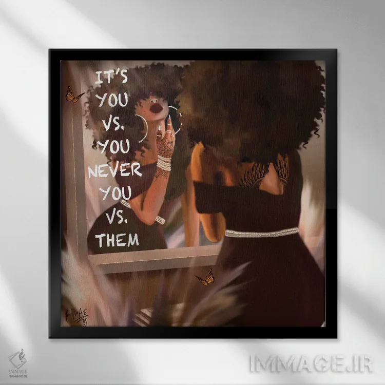 تابلو تو در برابر خودت اثر فِیث ویت آن ای (نام مستعار هنری) - نمای قابدار مشکی