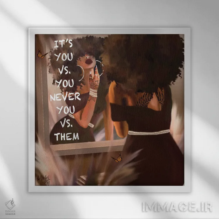 تابلو تو در برابر خودت اثر فِیث ویت آن ای (نام مستعار هنری) - نمای قابدار سفید