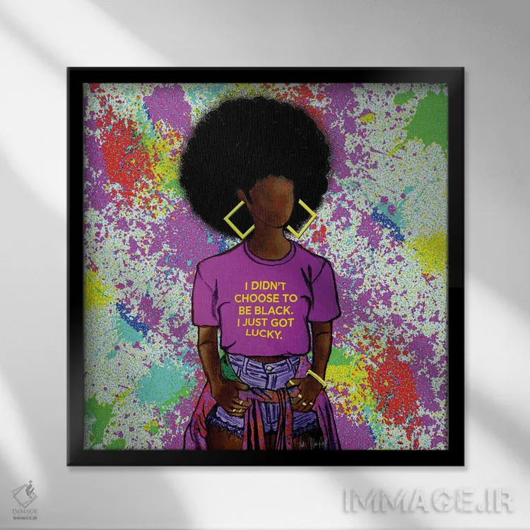 تابلو خوششانس اثر فِیث ویت آن ای (نام مستعار هنری) - نمای قابدار مشکی