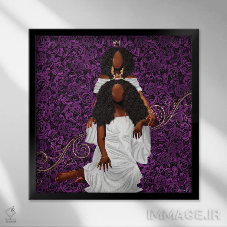 تابلو عشق مادری اثر فِیث ویت آن ای (نام مستعار هنری) - نمای قابدار مشکی