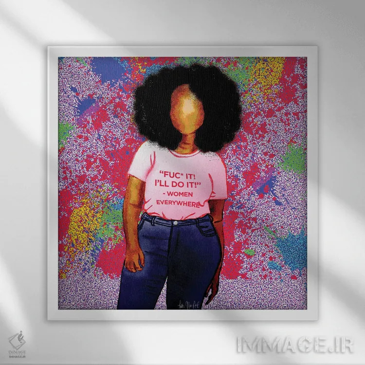 تابلو قدرت زن اثر فِیث ویت آن ای (نام مستعار هنری) - نمای قابدار سفید