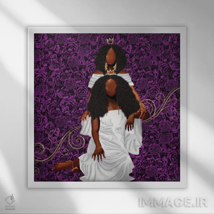 تابلو عشق مادری اثر فِیث ویت آن ای (نام مستعار هنری) - نمای قابدار سفید