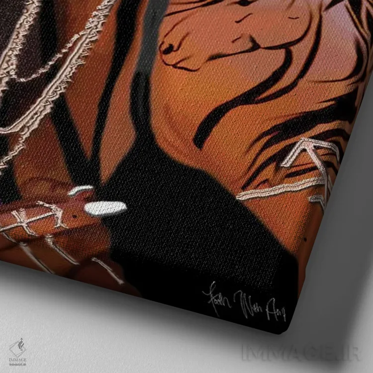 تابلو برج قوس (نماد زودیاک) اثر فِیث ویت آن ای (نام مستعار هنری) - نمای نزدیک بافت بوم