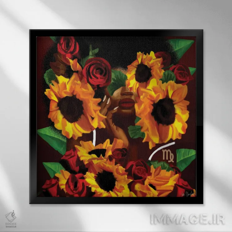 تابلو برج سنبله (نماد زودیاک) اثر فِیث ویت آن ای (نام مستعار هنری) - نمای قابدار مشکی