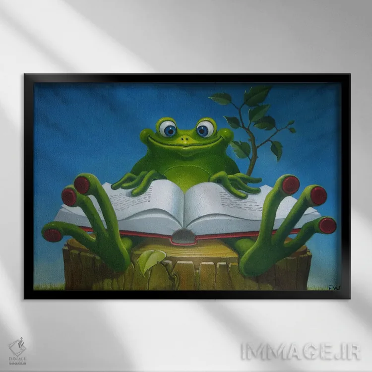 تابلو قورباغه قصهگو اثر فرانک وارمدام - نمای قابدار مشکی