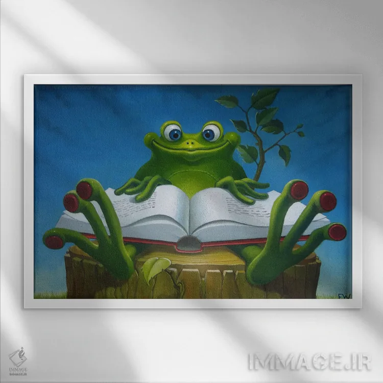 تابلو قورباغه قصهگو اثر فرانک وارمدام - نمای قابدار سفید