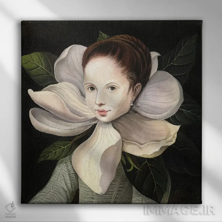 تابلو مانگولیا (نوعی گل) اثر فوکسی اند پیپر (برند هنری) - نمای روبهرو روی دیوار