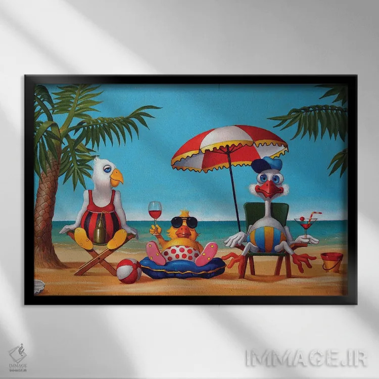 تابلو ساعت خوشی (اصطلاح: زمان تخفیف نوشیدنی) اثر فرانک وارمدام - نمای قابدار مشکی