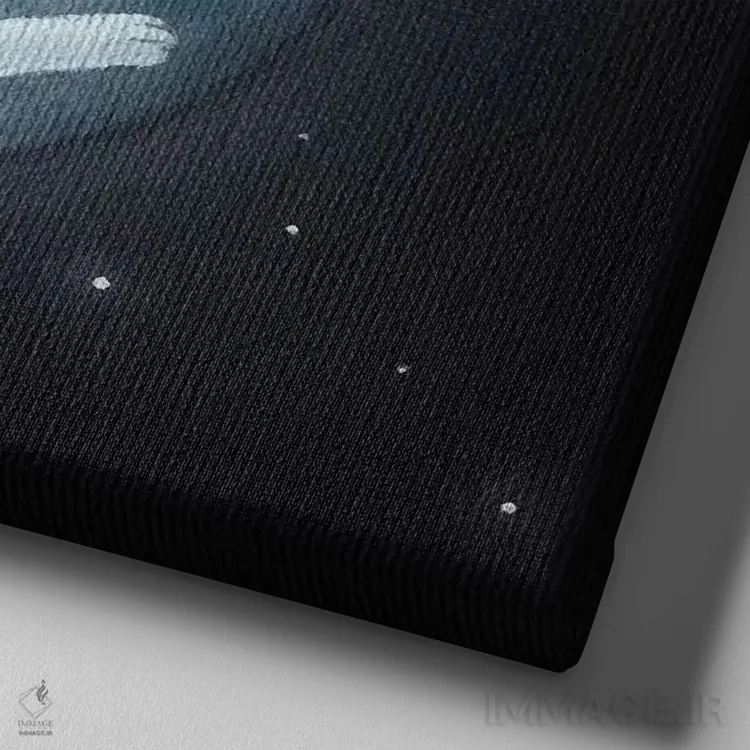 تابلو ماه خرگوش اثر فوکسی اند پیپر (برند هنری) - نمای نزدیک بافت بوم