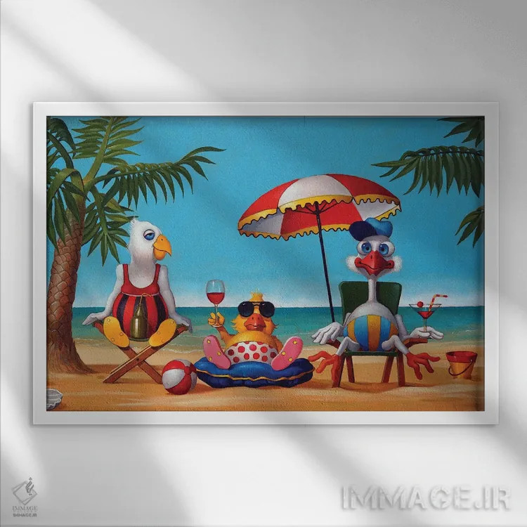 تابلو ساعت خوشی (اصطلاح: زمان تخفیف نوشیدنی) اثر فرانک وارمدام - نمای قابدار سفید