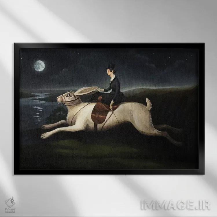 تابلو سوارهٔ شبانه اثر فوکسی اند پیپر (برند هنری) - نمای قابدار مشکی