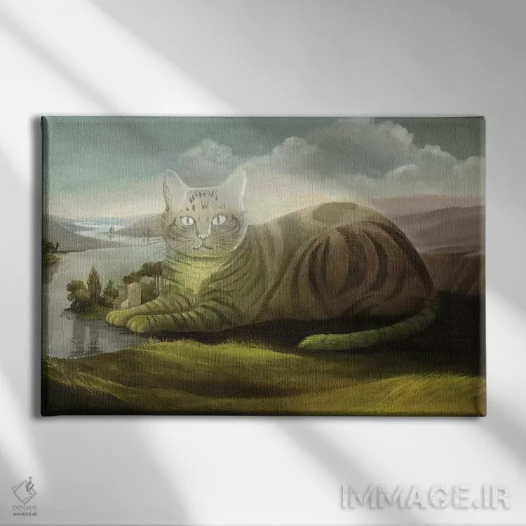 تابلو گربه اثر فوکسی اند پیپر (برند هنری) - نمای روبهرو روی دیوار