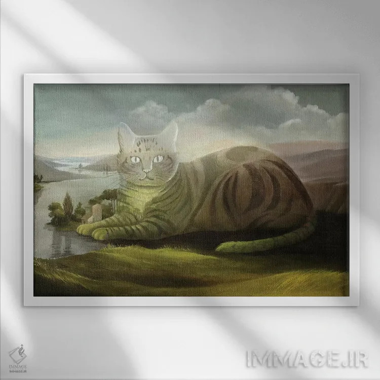 تابلو گربه اثر فوکسی اند پیپر (برند هنری) - نمای قابدار سفید