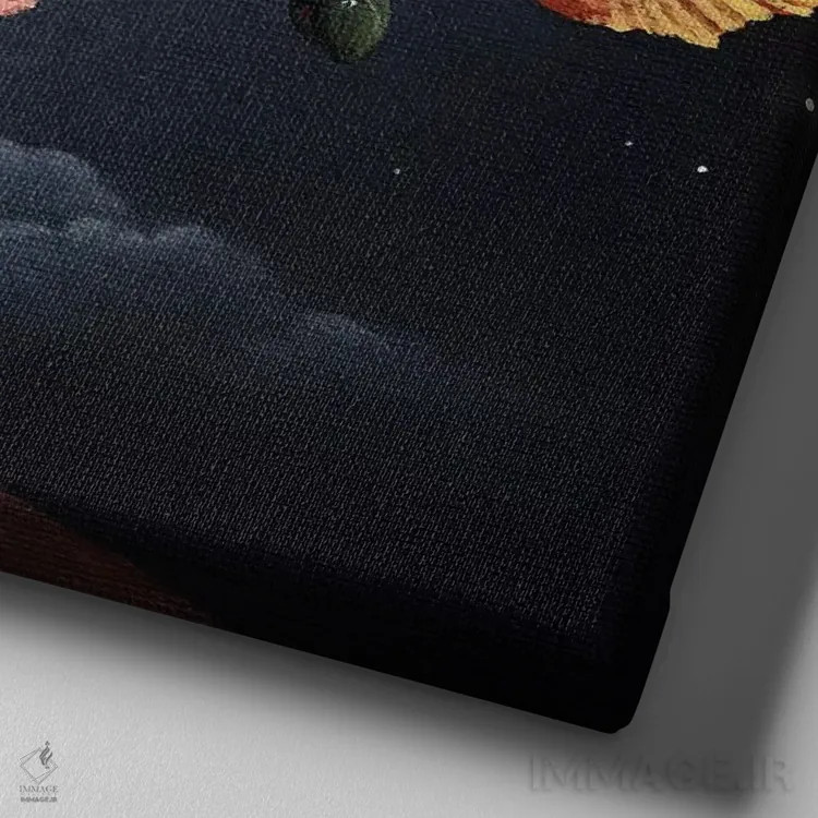 تابلو ماه شکوفا اثر فوکسی اند پیپر (برند هنری) - نمای نزدیک بافت بوم