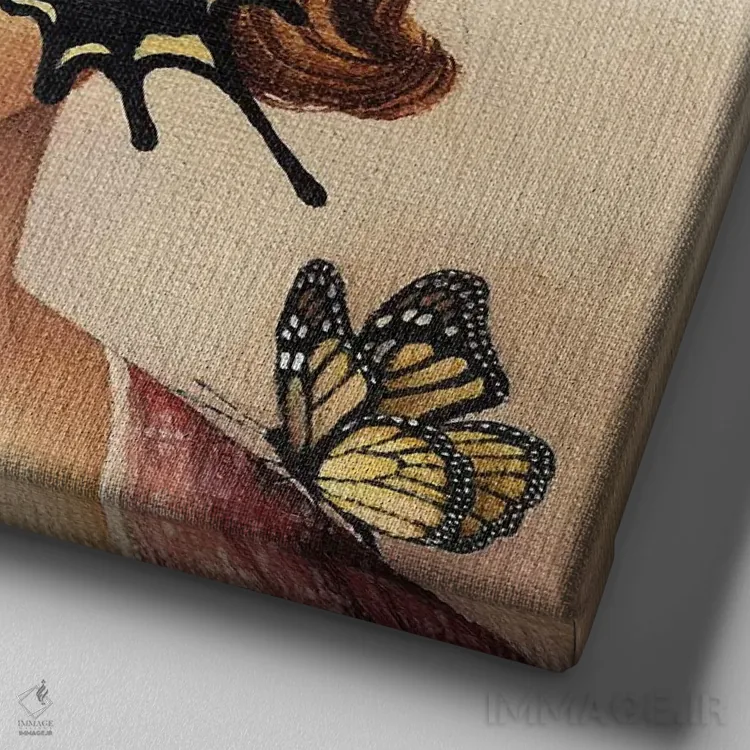 تابلو پروانه اثر فوکسی اند پیپر (برند هنری) - نمای نزدیک بافت بوم