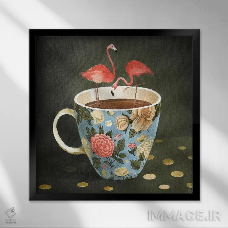 تابلو فنجان چای اثر فوکسی اند پیپر (برند هنری) - نمای قابدار مشکی