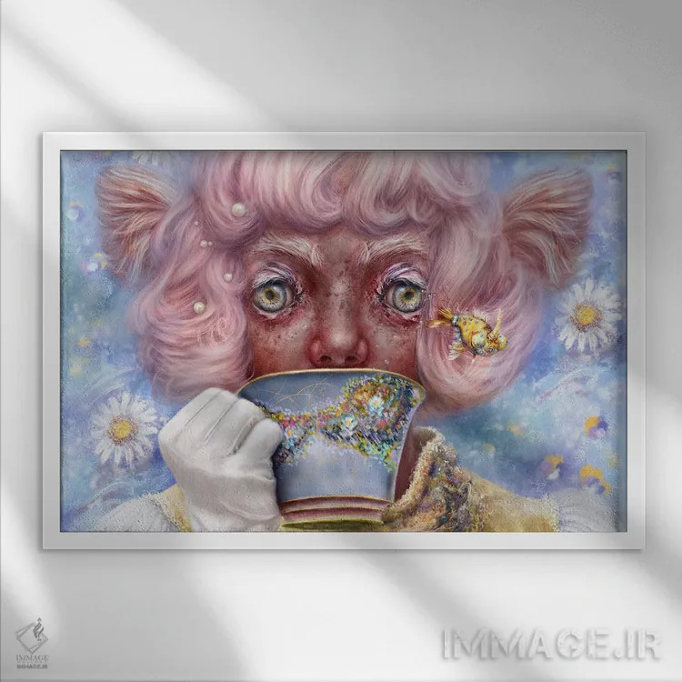 تابلو ۴۲ و ماهی تکشاخ اثر فیبل - نمای قابدار سفید